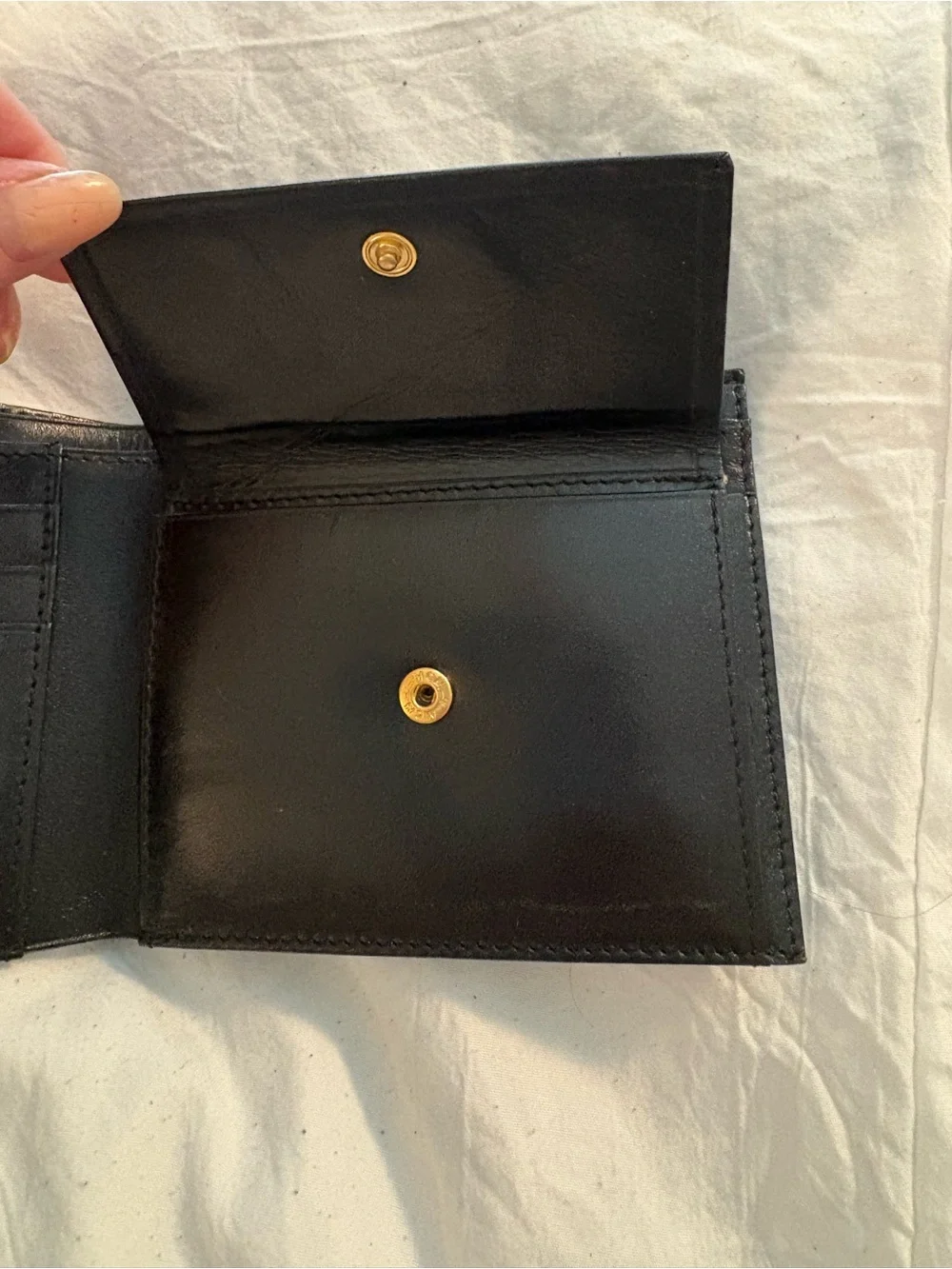MCM Black Bifold Men's Wallet Logo Pattern Credit Card Folding Theme Logo